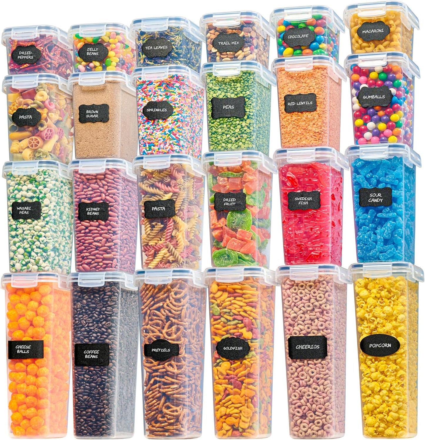 Ultimate 24-Piece Airtight Food Storage Container Set - Keep Your Pantry Organized with Clear, Durable Containers for Cereal, Pasta, Sugar, and More!
