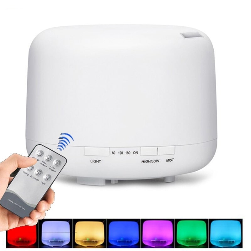 Color-Changing Aromatherapy Diffuser with Remote – LED Mood Light & Essential Oil Mist