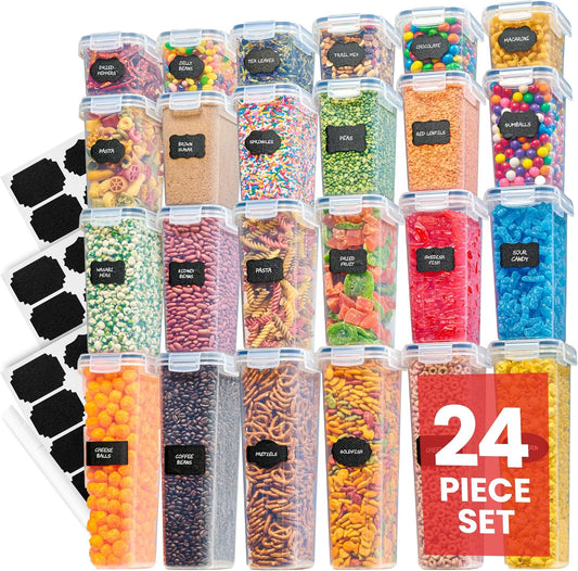 Ultimate 24-Piece Airtight Food Storage Container Set - Keep Your Pantry Organized with Clear, Durable Containers for Cereal, Pasta, Sugar, and More!