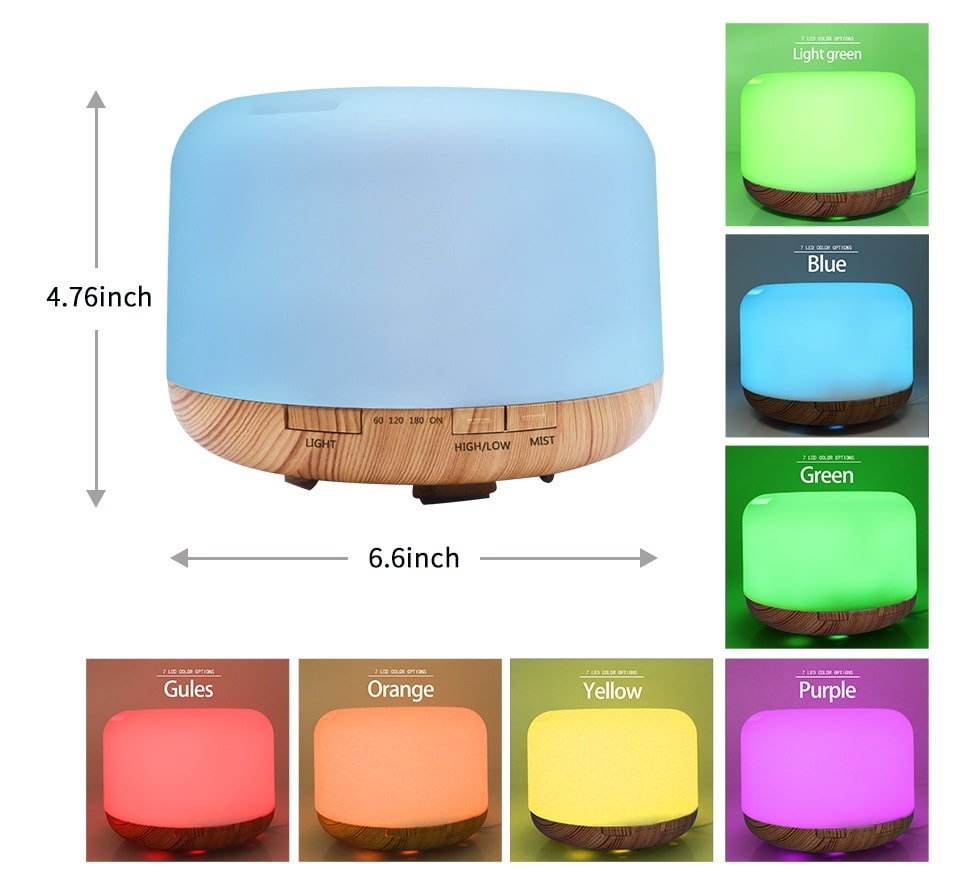Color-Changing Aromatherapy Diffuser with Remote – LED Mood Light & Essential Oil Mist