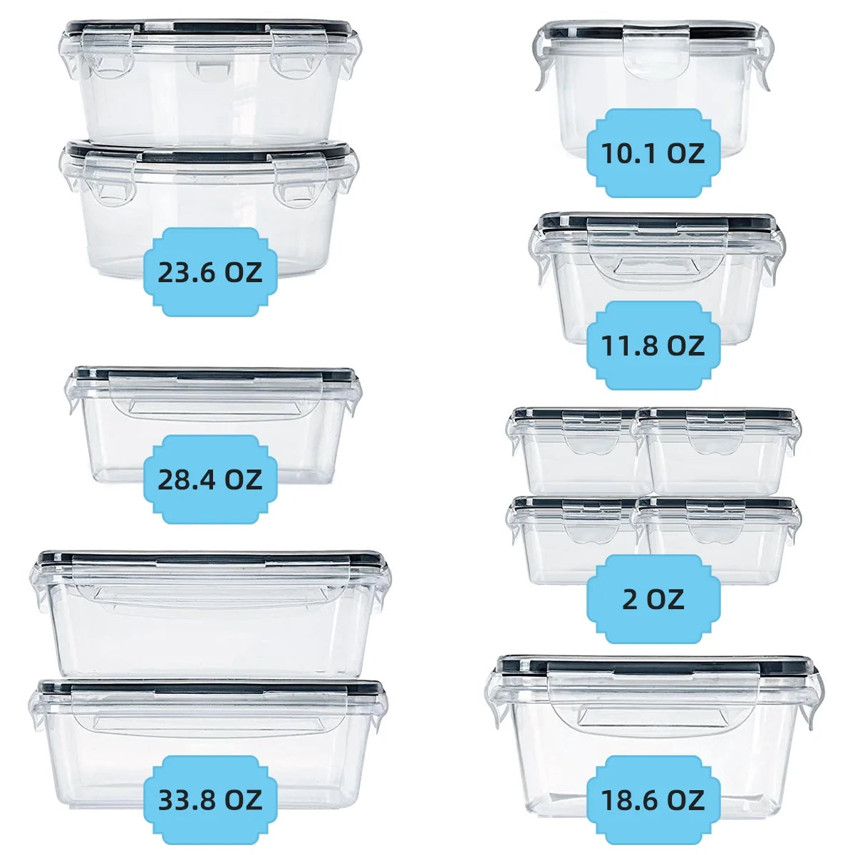 Ultimate 24-Piece Airtight Food Storage Container Set - BPA-Free Plastic with Lids for Kitchen & Pantry Organization, Perfect for Meal Prep and Lunches!