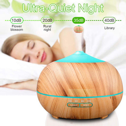 Aromatherapy LED Diffuser – Wood Grain & Color Changing Mist