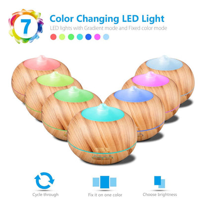 Aromatherapy LED Diffuser – Wood Grain & Color Changing Mist